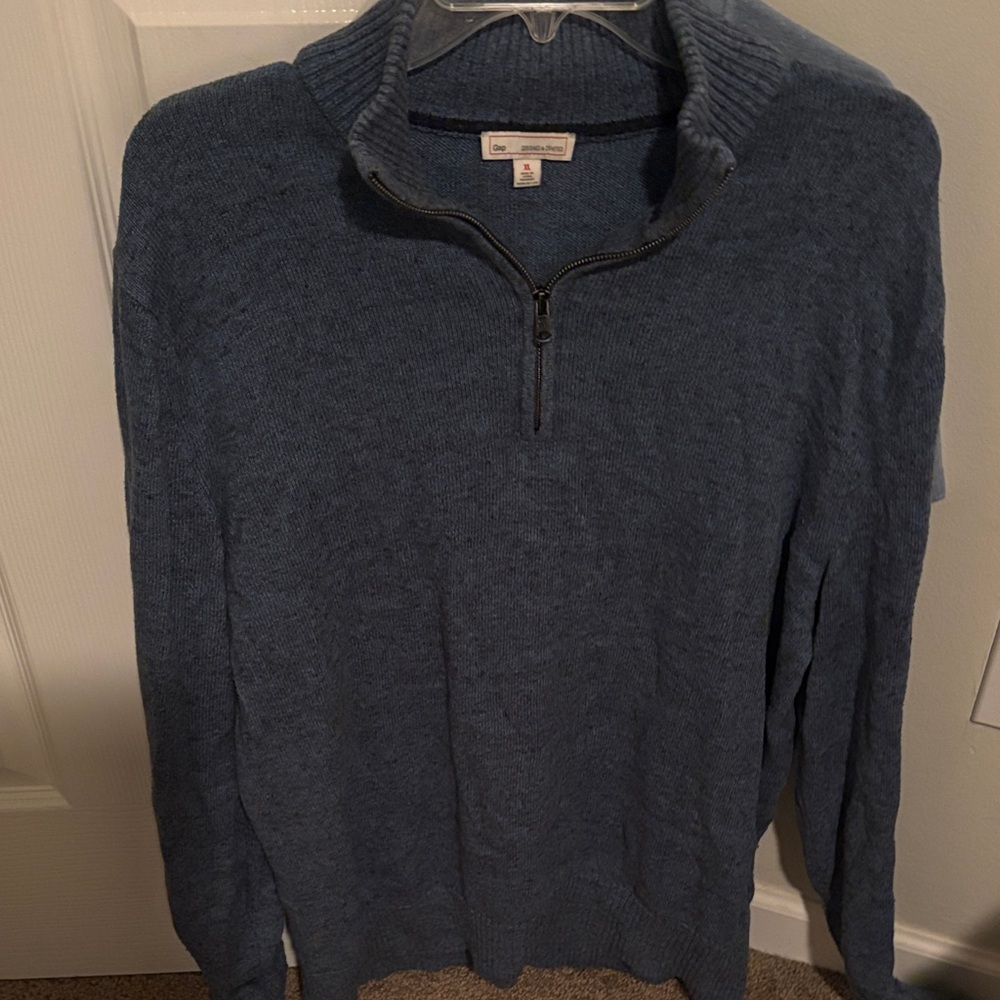 GAP Men's Heather Blue Zip-Up Sweater
